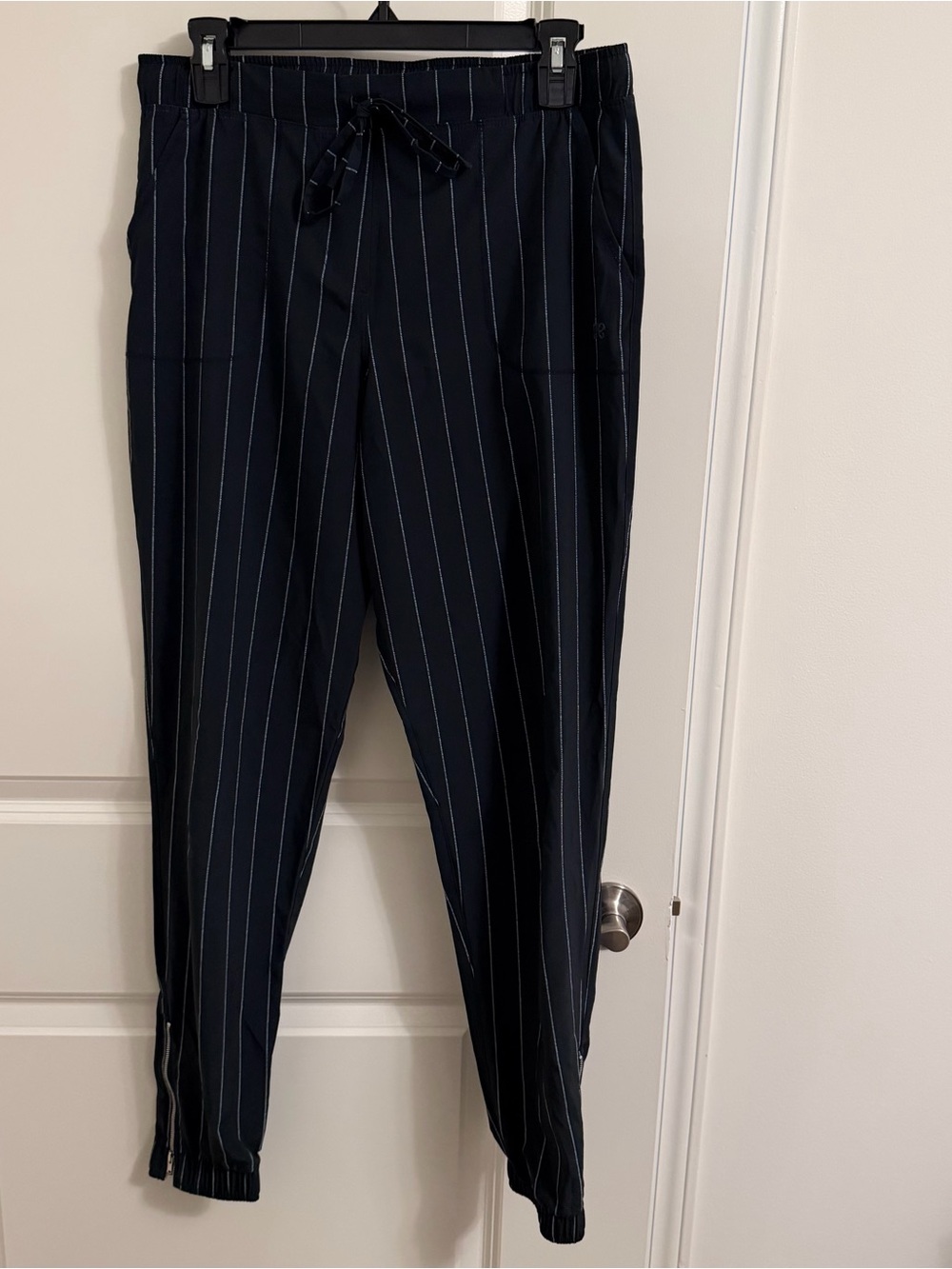 Albion Navy Pinstripe Drawstring Jogger Pants small tall